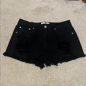 Almost Famous Black Frayed Jean Shorts